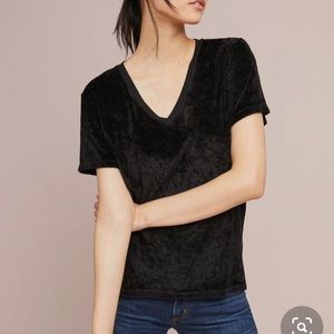 Michael Stars Vali Velvet V-neck Tee Large Black
